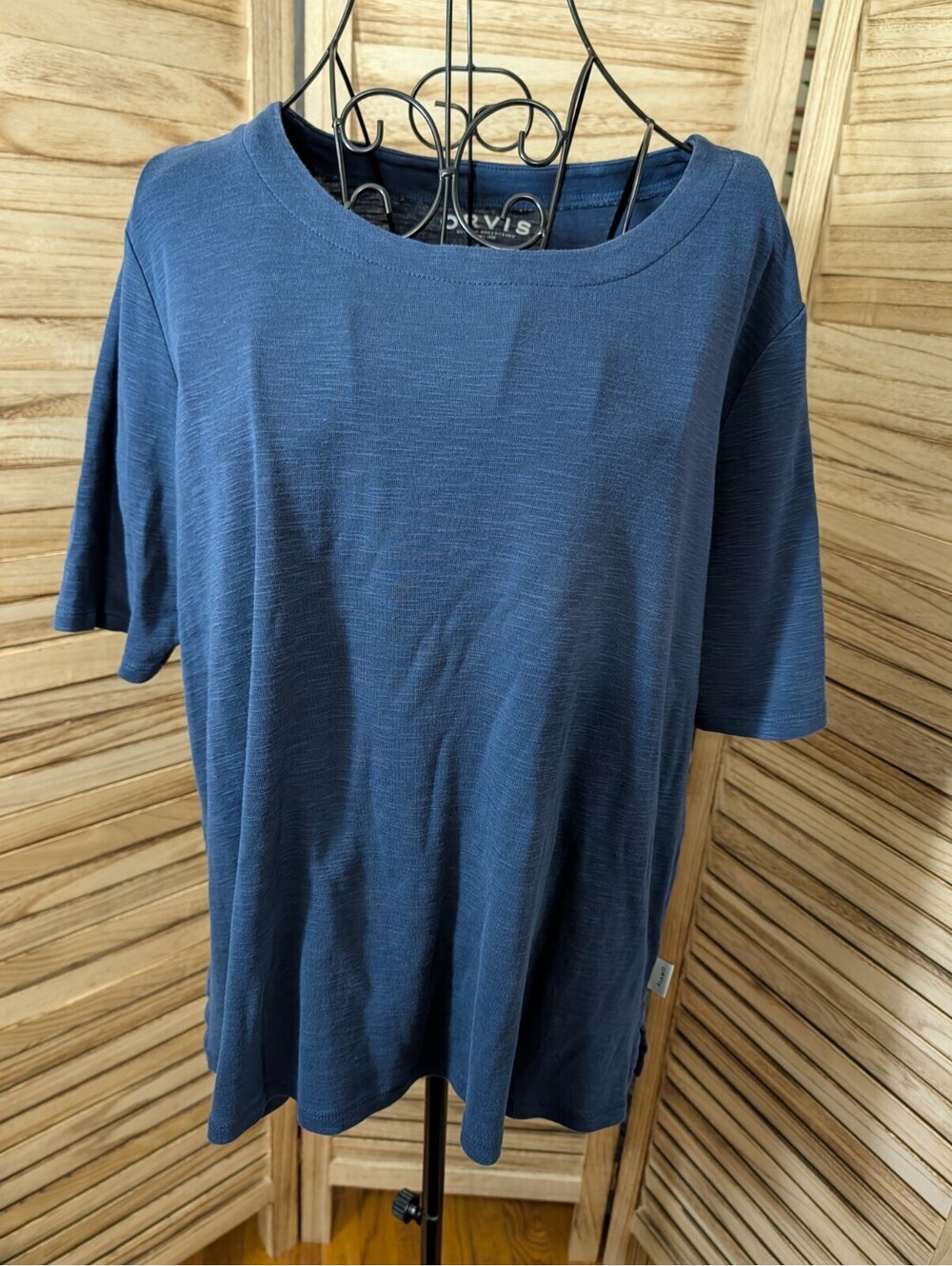 Orvis Classic Collection Women’s Top Medium Blue Lace Short Sleeve Blouse